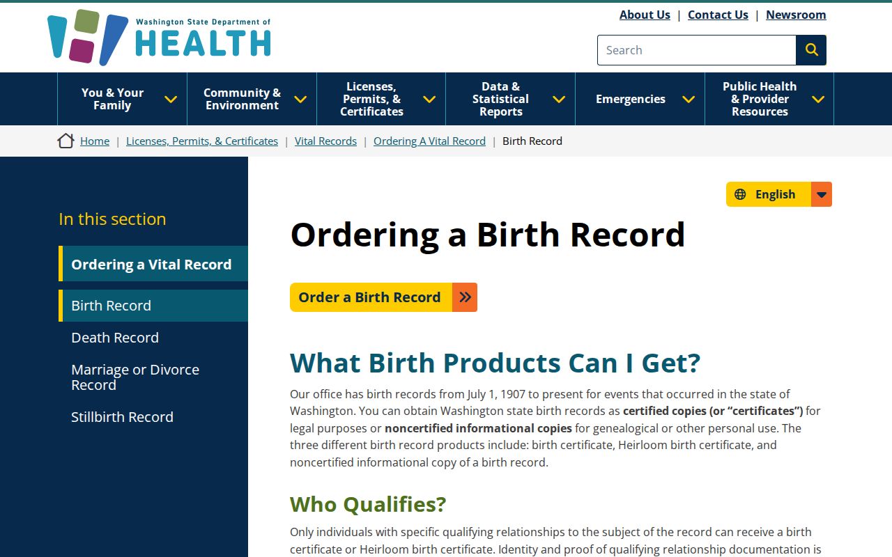 Washington birth records for a Yakima County resident lookup