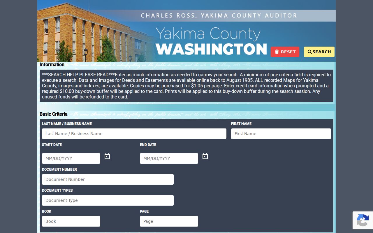 Yakima County residents directory recorded document index